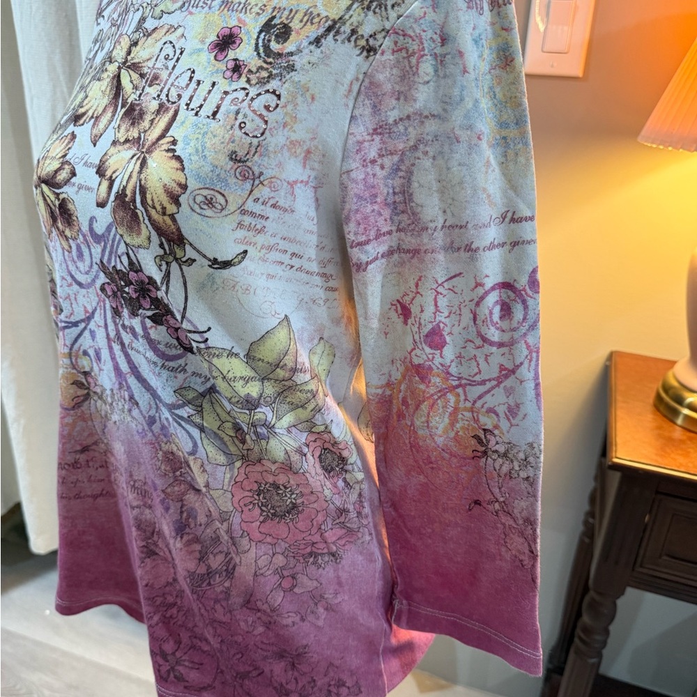 Christopher & Banks Pink Floral Long Sleeve Top - Picture 4 of 7